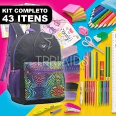 Kit Material Escolar Completo Mochila Menina Wandinha Ensino Fundamental Estojo Caderno Faculdade