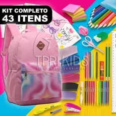 Kit Material Escolar Completo Mochila Menina Aurora Ensino Fundamental Estojo Caderno Faculdade