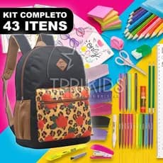 Kit Material Escolar Completo Mochila Menina Oncinha Ensino Fundamental Estojo Caderno Faculdade