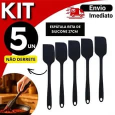 Espátula de Silicone 27cm Reta Kit  5 OU 1 Unidades Resistente Alta Temperatura Cozinha