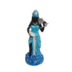 Escultura Iemanjá 25 Cm Pele Negra Manto Azul-Zp7
