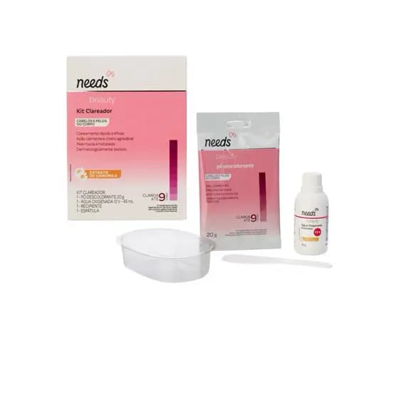 Kit Clareador de Pelos Needs 1 Água Oxigenada 12 Volumes + 1 Sachê de Pó Descolorante + 1 Espátula