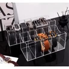 Kit 2 Porta-Cintos Acrílico Transparente | Organizador com 5 Divisórias p/ Acessórios