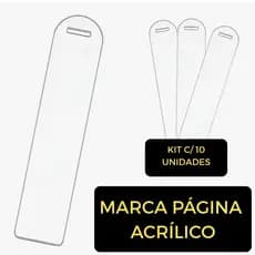 Kit 10 Marca Página de Acrílico Transparente Liso para Leitura e Livros