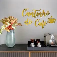 Espelho Decorativo Cantinho Do Café Em Acrílico Espelhado com Xícara Sala Cozinha Copa