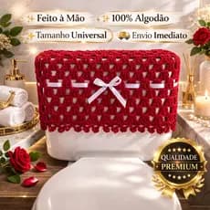 Capa Caixa Acoplada Crochê Artesanal Decorativa Luxo para Banheiro Lavavel