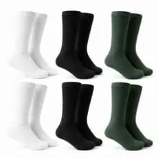Kit 6 Pares de Meia Cano Longo de Coturno Militar Segurança ou Bota Preto, Verde e Branco