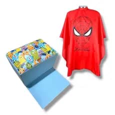 Kit Assento de Elevação Infantil + Capa de cortes Estampada Barbearia