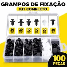 Kit 100 Presilhas Grampos Automotivas Universal Para Parachoque Parabarro E Acabamento Carro Fixador Nylon Com Chave