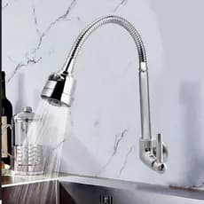Torneira Gourmet Inox Para Cozinha Parede Chuveiro Com Rotação De 360° Cozinha Banheiro Luxo Parede
