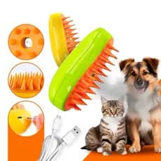 Escova Massageador a Vapor Tira Pelos Hidrata Refresca e Estimula Circulação Recarregável Pente Pet