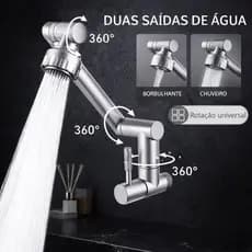 SOLIDO 1080 ° Torneira De Braço Robótico Para Cozinha Chuveiro Banheiro Do Aerador Dois Modos
