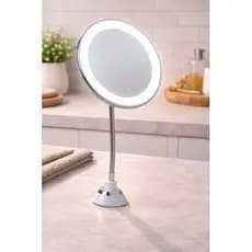 Espelho Redondo Maquiagem Led Iluminação Branca Usb Portátil Mesa