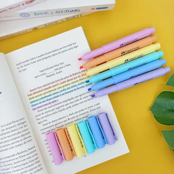 Caneta Marca Texto Tom Pastel Grifpen (Amarelo, Azul, Laranja, Lilás, Rosa Verde) - Faber-Castell