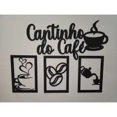 Kit Cantinho do Café 4 Peças 25cm Decoração Cozinha Mdf 3mm