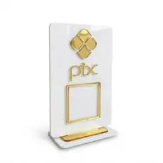 Placa Pix QR Code Em Acrílico Dourado e Rose Gold Espelhado Para Mesa e Balcão Personalizada