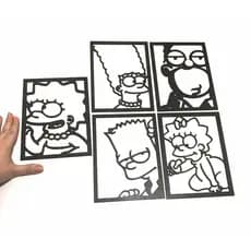 COLEÇÃO QUADROS VAZADOS OS SIMPSONS - MDF 3MM PRETO 50CM X 20 DECORAÇÃO ESPAÇO GEEK ANIMES DESENHO