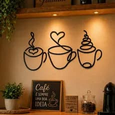 Kit 3 Placa Decorativa Trio Cantinho do Café Vazado em MDF Decoração De Parede