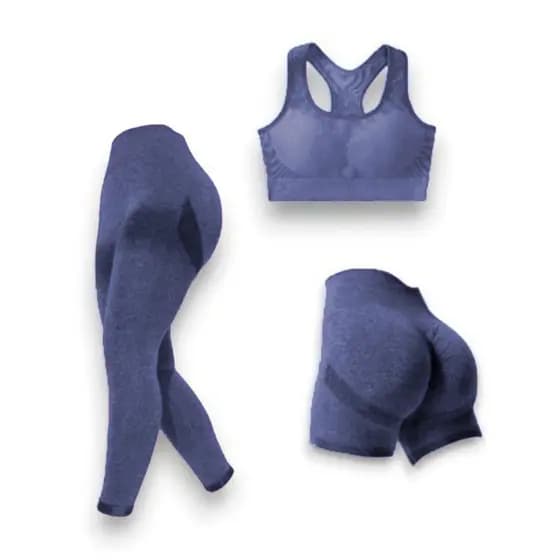 Kit 3 peças - Conjunto Academia Feminino Top + Short + legging Fitness Roupa Levanta Bumbum/ Esportivo/yoga