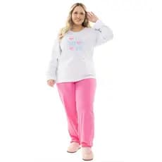 Pijama Feminino Longo Inverno  Plus Size 100% Algodão anti alergico P ao GG e Plus gg1 gg2 gg2