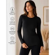 Blusa Térmica Manga Longa Peluciada Confortável para o Inverno