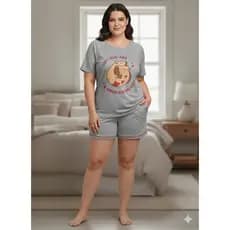 Pijama De Verão Feminino 100% algodão M ao GG e  Plus Size Gg1 Ao Gg3