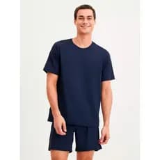 Pijama Masculino Adulto De Verão Camisa E Short Malha Luxo