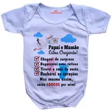 Roupa De Bebê Body Papai e Mamãe Estou Chegando #606