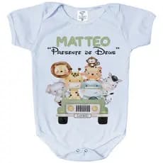Body de Bebê Personalizado Frases Safari Com Nome GB0454-1
