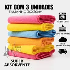 Kit 3 Panos de Pia Super Absorvente Microfibra Cozinha para Limpeza em Geral 28x28cm