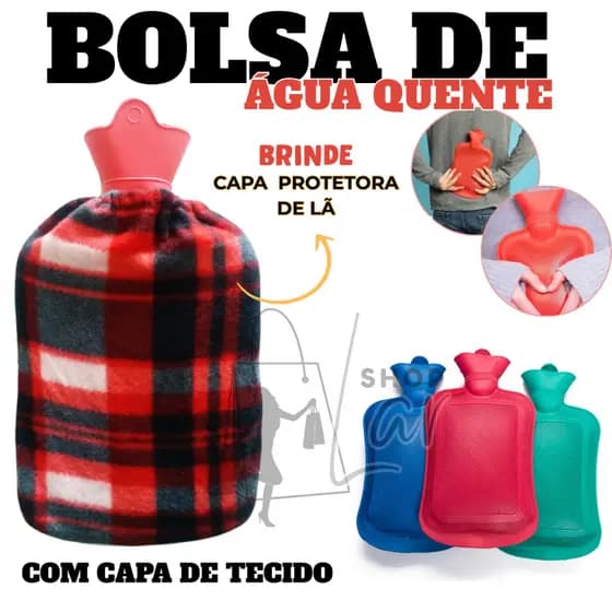 Bolsa  Térmica 2Litros Com Capa Protetora Água Quente ou Fria  Compressa Gelo