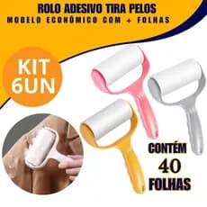 Rolos Adesivos Tira Pelos 40 Folhas Praticidade e Limpeza Fácil Limpar