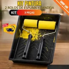 Kit Para Pintura Bandeja Com 2 Rolinhos Espuma - 5cm e 9cm Completo