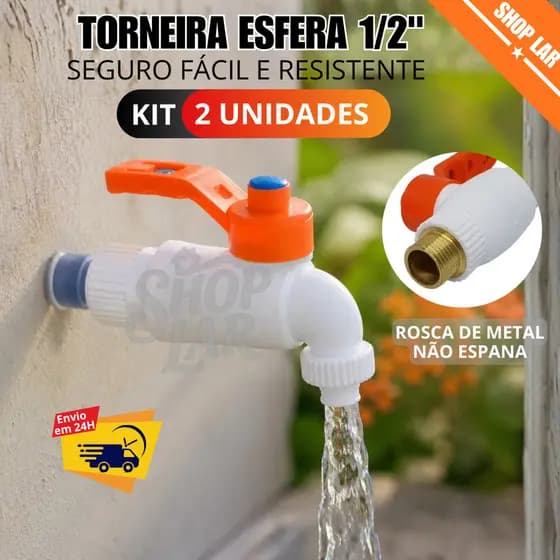 Torneiras Esfera Jardim /Tanque PVC e Latão 1/2 - Resistente