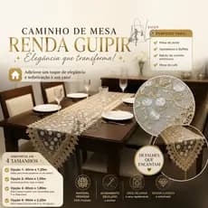 Caminho de Mesa Renda Guipir Luxo 40x120cm - Trilho/Passadeira de Mesa Elegante Decoração