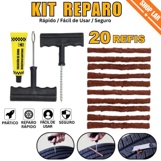 Kit Reparo Pneu Carro Moto Refil Selante Remendo Macarrão