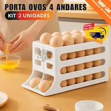 1/2 Peça Porta Ovos Deslizante Organizador Para Geladeira De 4 Camadas Automática Rolantes