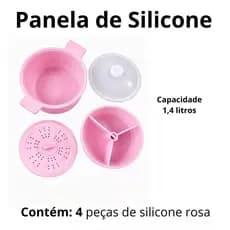 Panela De Silicone Para Airfryer Forno Microondas e Freezer 1,4 Litro Com Divisor