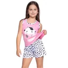Baby Doll Infantil Regata Vaquinha Kids Menina Menino Criança Regata Estampado Verão Manga Curta Calor Roupa Dormir