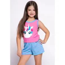 Baby Doll Infantil Regata Unicórnio Kids Menina Menino Criança Regata Estampado Verão Manga Curta Calor Roupa Dormir
