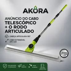 Rodo Mágico Silicone Com Cabo Regulável Profissional Inox Daxxen Ákora - Secagem Rápida e Sem Riscos