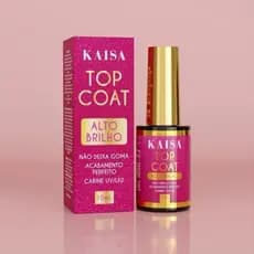 Top Coat Kaisa Luxo 10ml Finalização em Gel com Brilho Profissional Sem Goma Uso Profissional