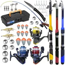 Kit Pesca Completo 3 Varas + 3 Molinetes e maleta