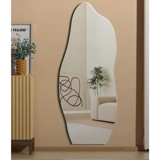 Espelho Orgânico 95x40 Lapidado Moderno Grande Forms C/ SUPORTE (FORM)