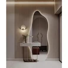Espelho Orgânico 120X50 Lapidado Moderno Grande Forms C/ LED PILHAS FRIO (FORM)