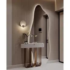 Espelho Orgânico 120X50 Lapidado Moderno Grande Forms C/ LED PILHAS QUENTE 2 SUPORTES VERTICAL/HORIZONTAL(FORM)