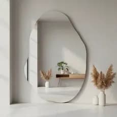 Espelho Orgânico 80x60 Lapidado Polido Moderno Decorativo C/Suporte Decorativo Lindo