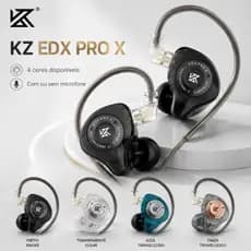 Fone de Ouvido KZ EDX Pro X Original In Ear Monitor Retorno Palco Gamer Com/Sem Microfone Cabo Removível P2