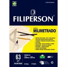 Bloco Desenho A4 Milimetrado 63g 50 Folhas Filipinho