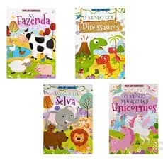Livro  POP - UP CARROSSEL= 360 = TRIMENDISIONAL :Fazenda, Mundo Dinossauros, Amigos Selva e Mundo Mágico dos Unicórnios